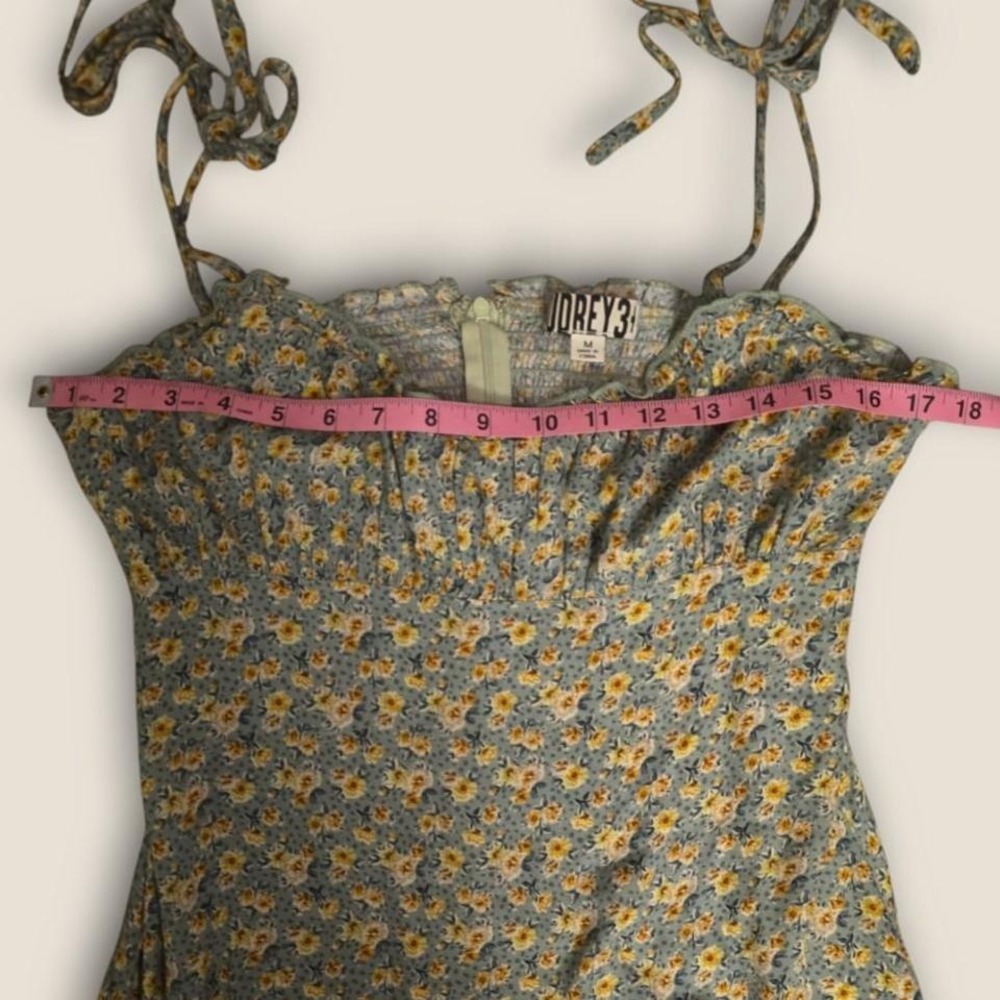 Audrey 3+1 green floral maxi dress with adjustable spaghetti straps, tie-up deta - Picture 6 of 8
